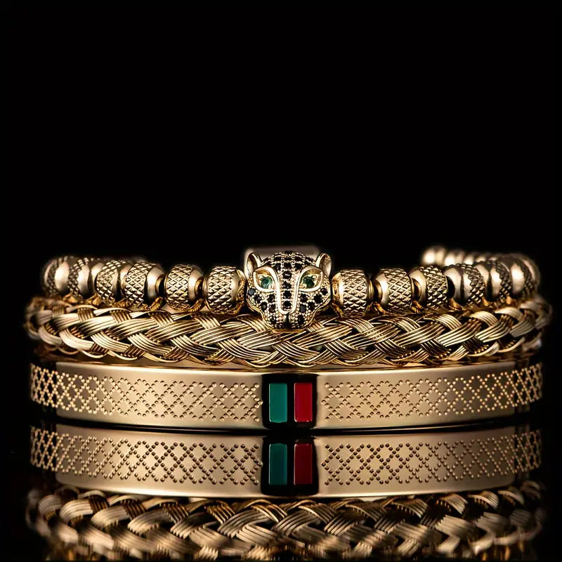 Zestaw Bransoletek Męskich z głową pumy „Pantherius”