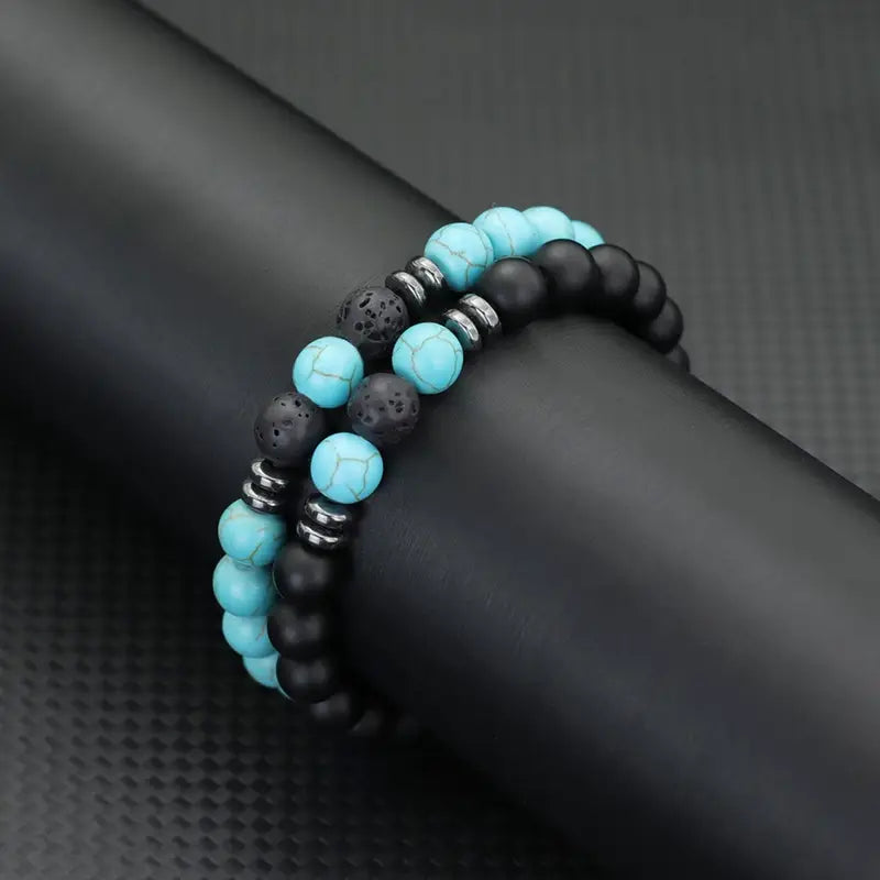 Bransoletki z lawy wulkanicznej i tygrysiego oka „Element Duo Stones”