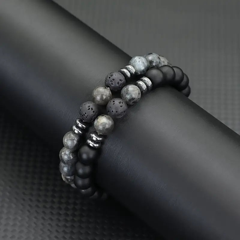 Bransoletki z lawy wulkanicznej i tygrysiego oka „Element Duo Stones”