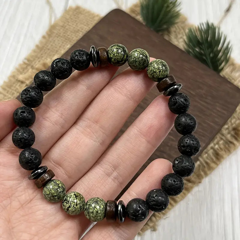 Bransoletka z lawy wulkanicznej oraz serpentynu „Lava Forest Balance”