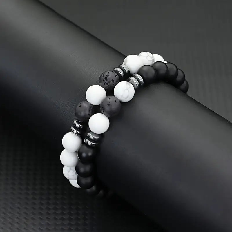 Bransoletki z lawy wulkanicznej i tygrysiego oka „Element Duo Stones”