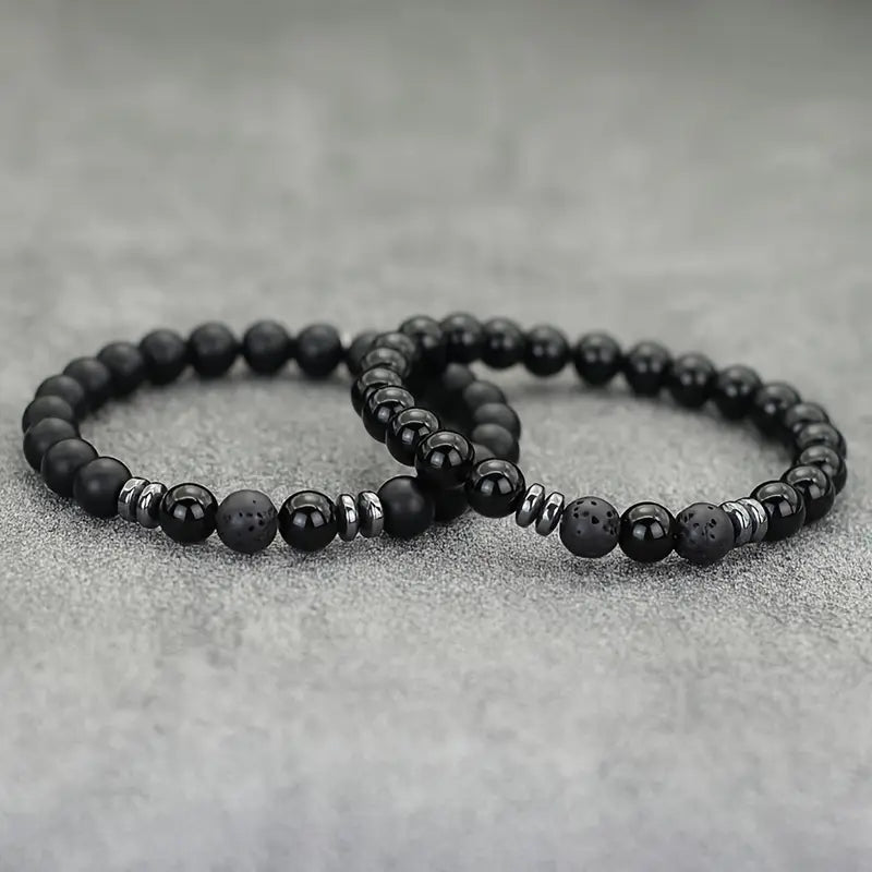 Bransoletki z lawy wulkanicznej i tygrysiego oka „Element Duo Stones”