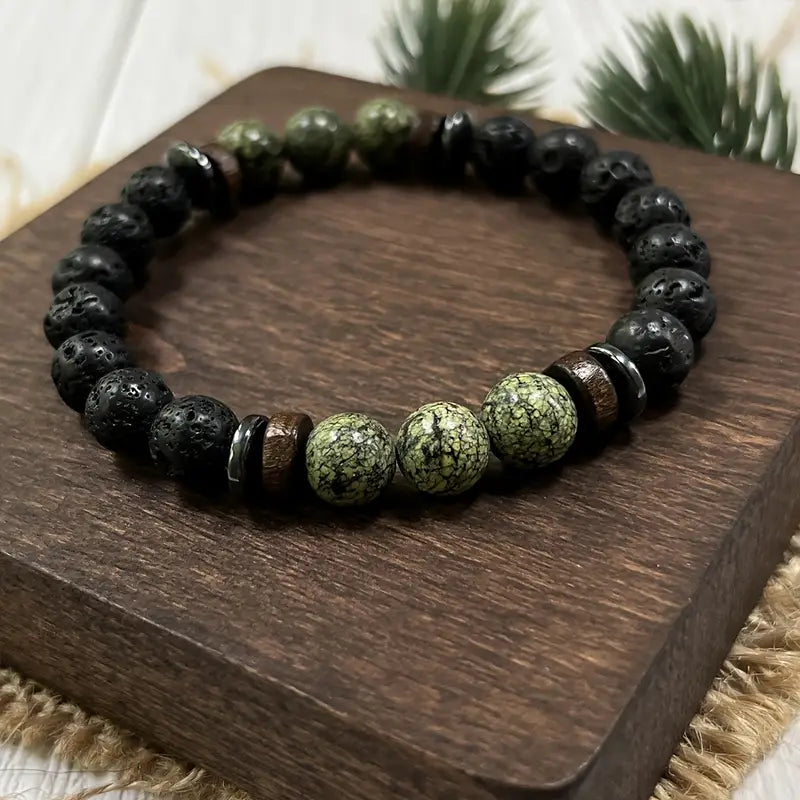 Bransoletka z lawy wulkanicznej oraz serpentynu „Lava Forest Balance”