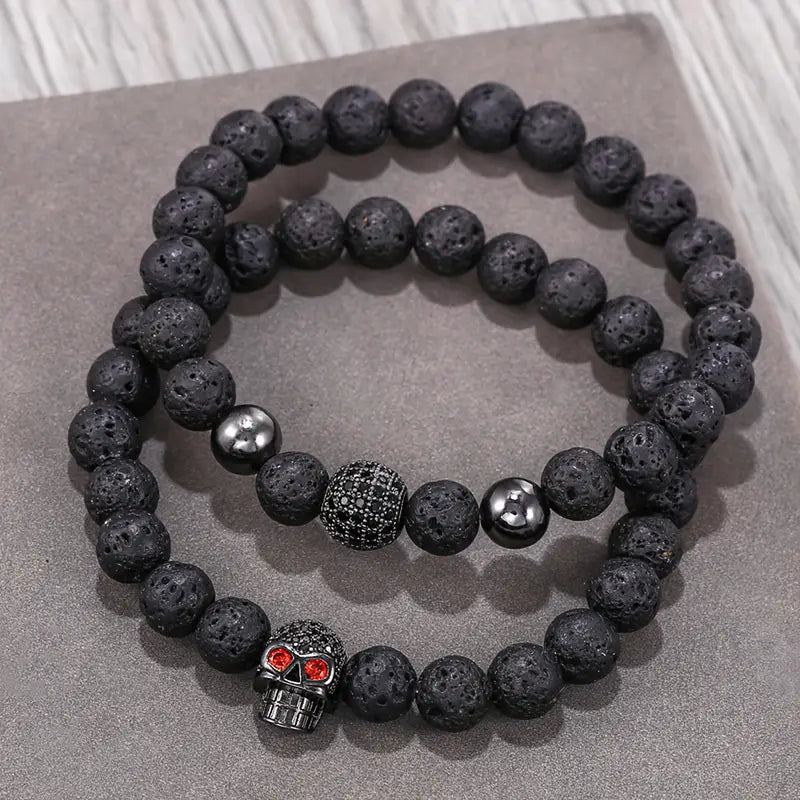 Zestaw 2 męskich bransoletek z czaszką ,,Reduarius"