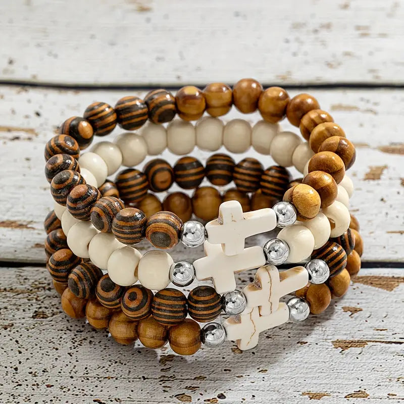 Uniwersalna drewniana bransoletka z krzyżykiem „Sanctum Terra”