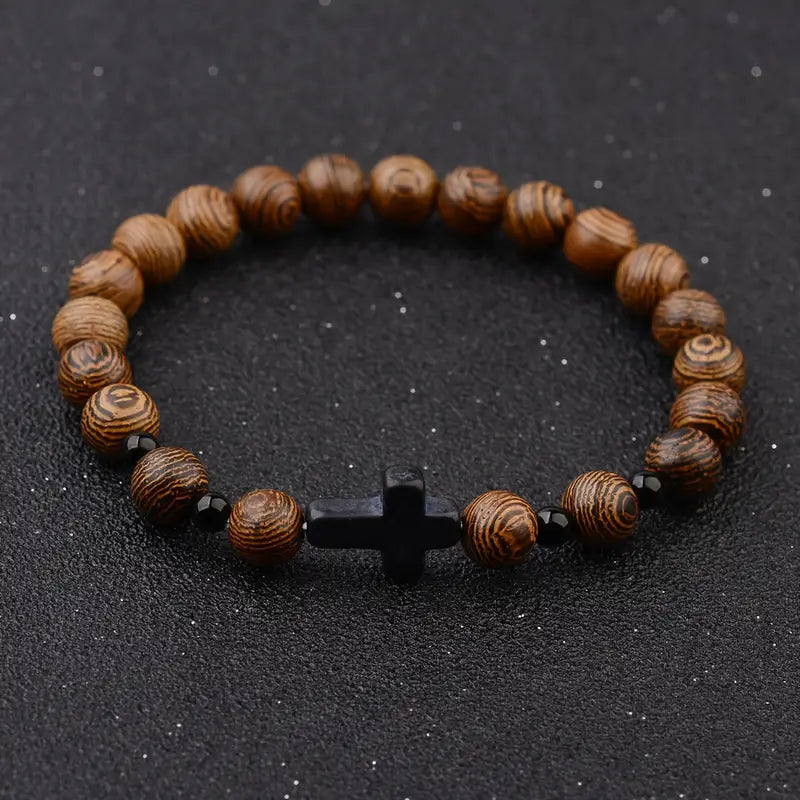 Bransoletka z drewnianych koralików„Sanctum Arbor”
