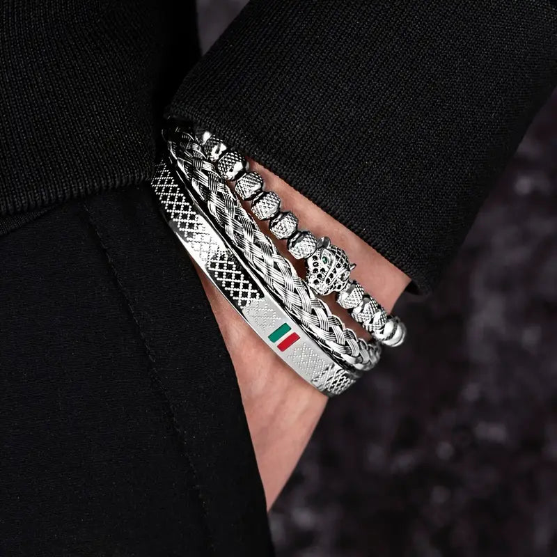 Zestaw Bransoletek Męskich z głową pumy „Pantherius”