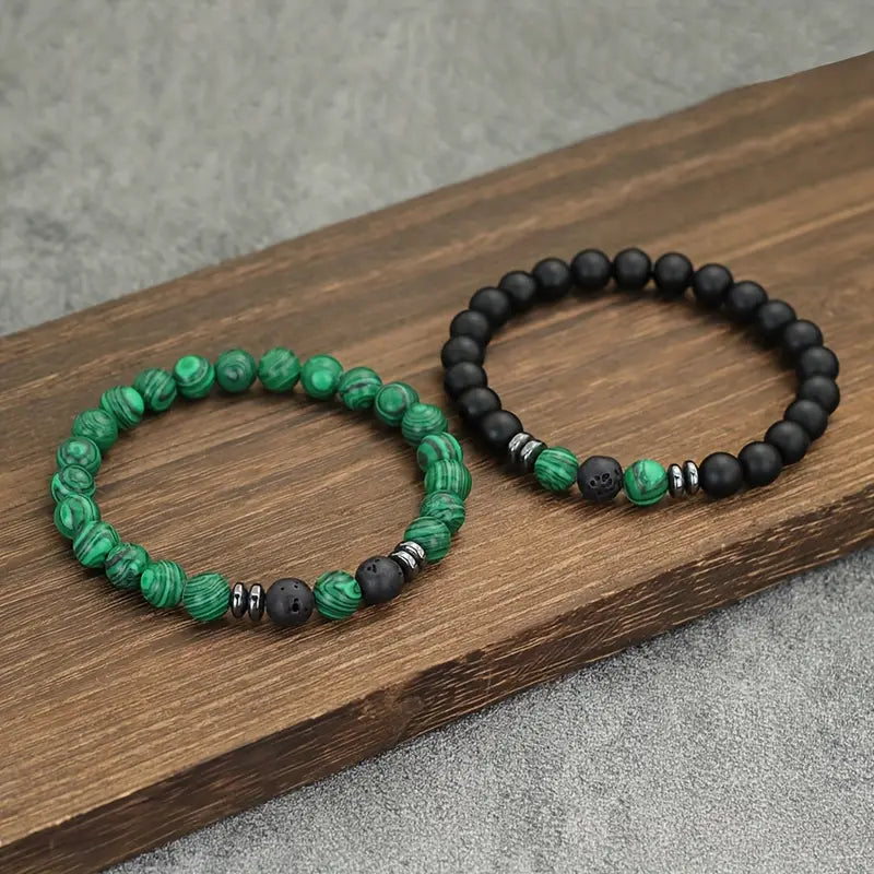 Bransoletki z lawy wulkanicznej i tygrysiego oka „Element Duo Stones”