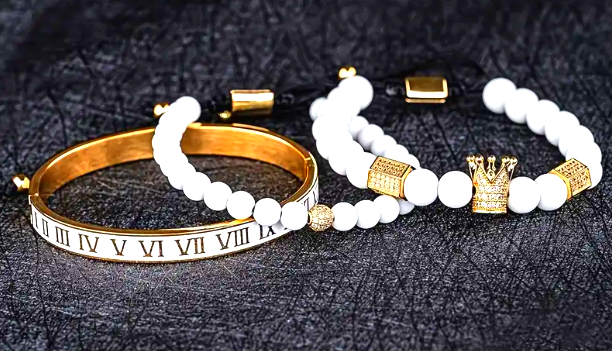 Zestaw 3 Męskich Bransoletek z koroną, z cyrkoniami „Regnum Crown Elite”