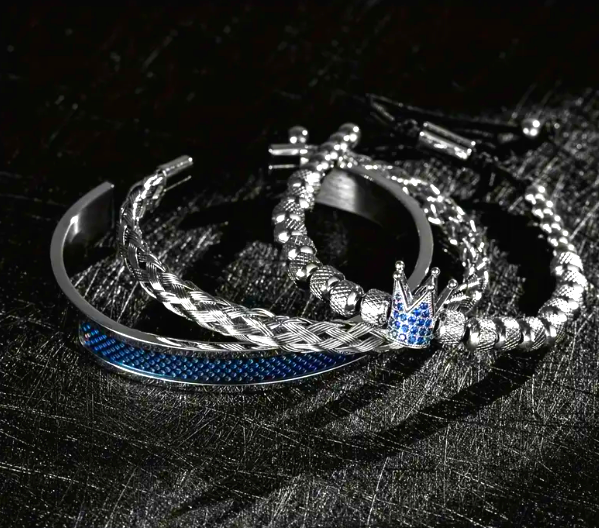 Zestaw 3 Bransoletek Męskich z koroną „Imperius”