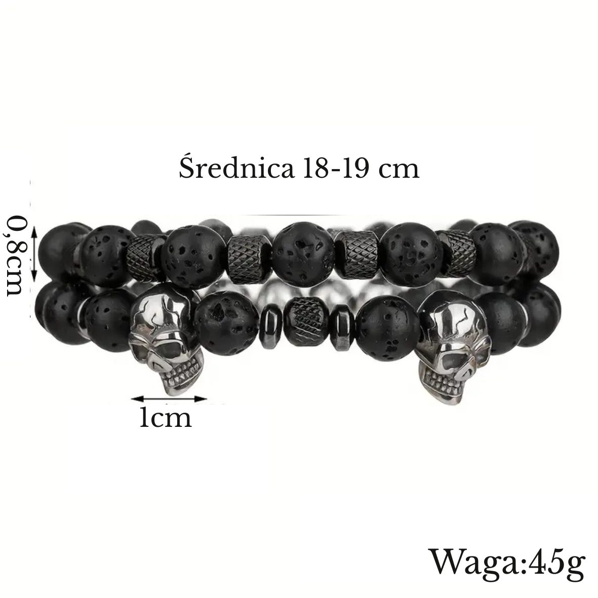 Zestaw 2 męskich bransoletek z czaszką „Dominus”