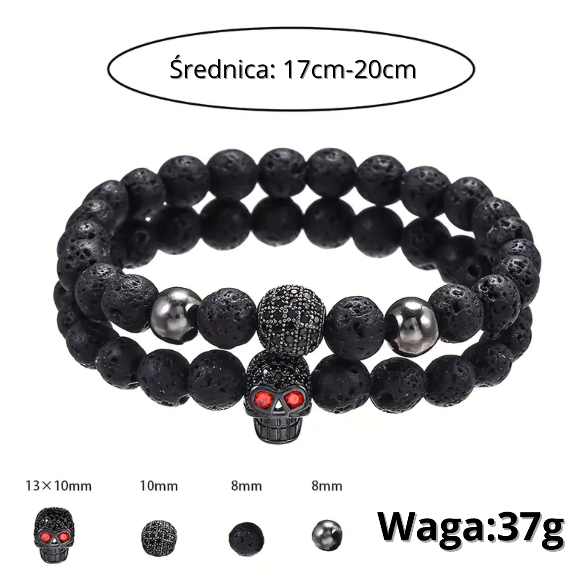 Zestaw 2 męskich bransoletek z czaszką ,,Reduarius"