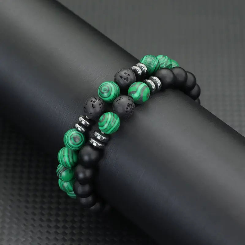 Bransoletki z lawy wulkanicznej i tygrysiego oka „Element Duo Stones”