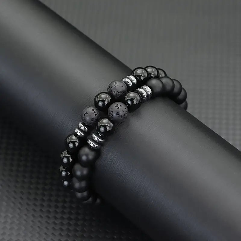 Bransoletki z lawy wulkanicznej i tygrysiego oka „Element Duo Stones”