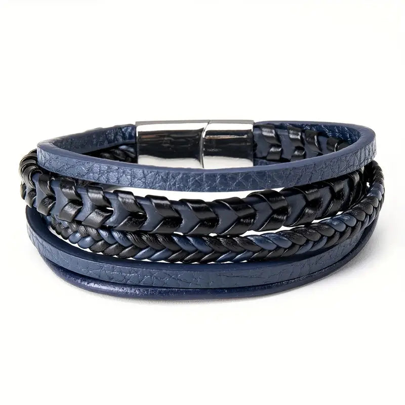 Bransoletka ze skóry naturalnej z magnetycznym zapięciem „TriWeave Leather”