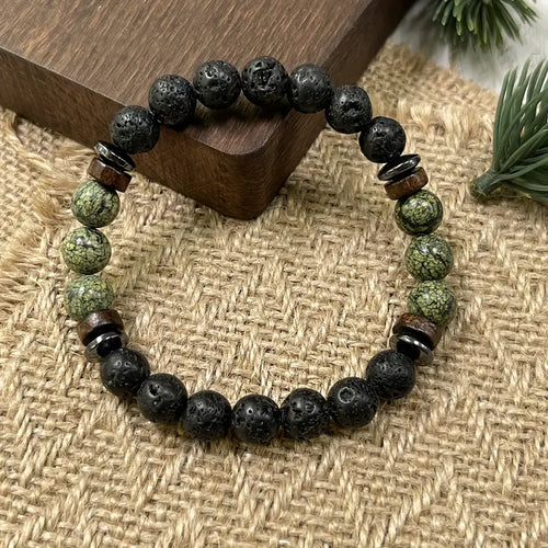 Bransoletka z lawy wulkanicznej oraz serpentynu „Lava Forest Balance”