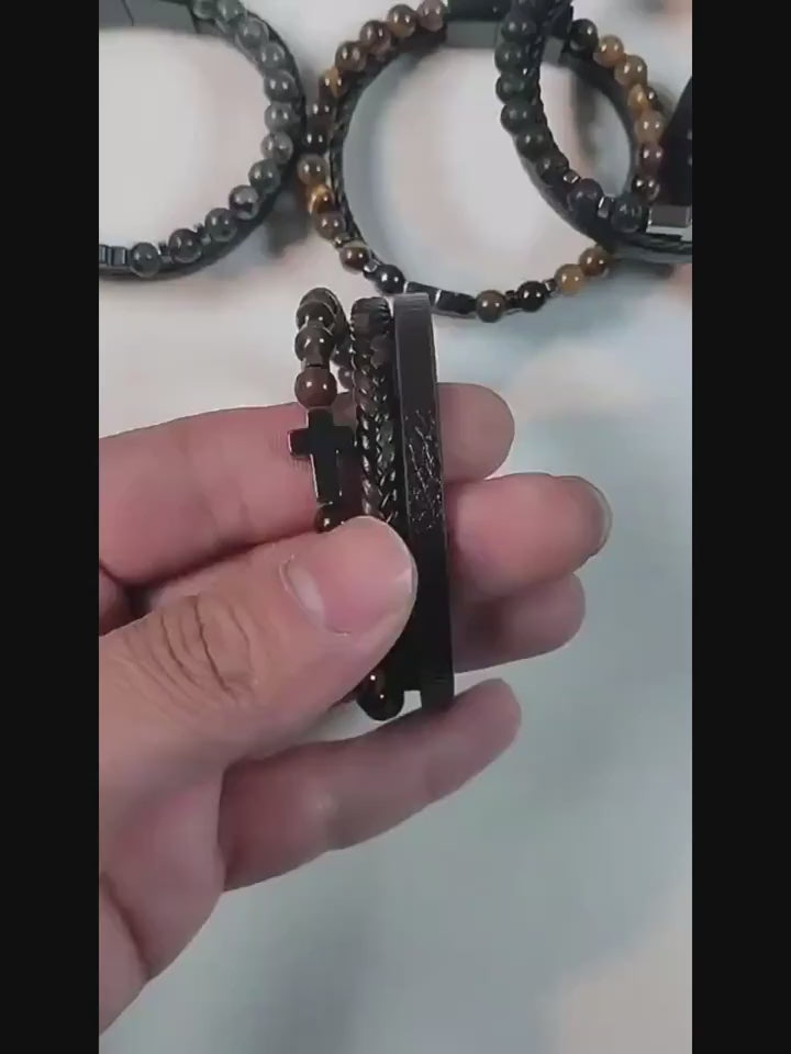 Bransoletka ze skóry z krzyżykiem „CrossLine Leather Fusion”