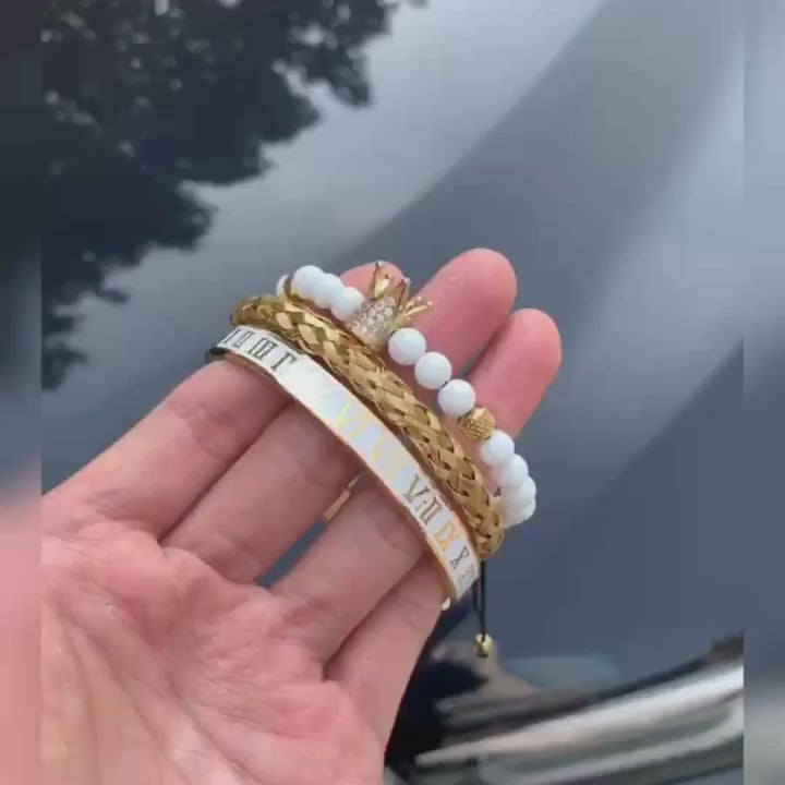 Zestaw 3 Bransoletek Męskich z koroną „Imperius”